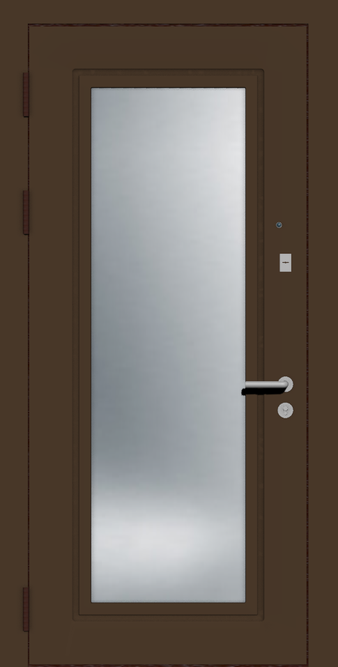 Коричневая металлическая дверь с зеркалом
